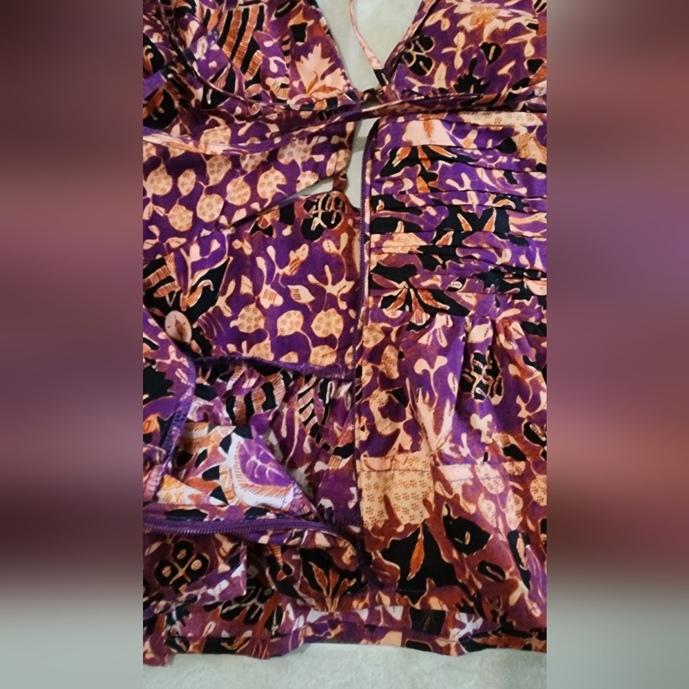 Ulla‎ Johnson Floral Purple and Orange Women's Top, Size 8, Cotton. - Picture 6 of 8